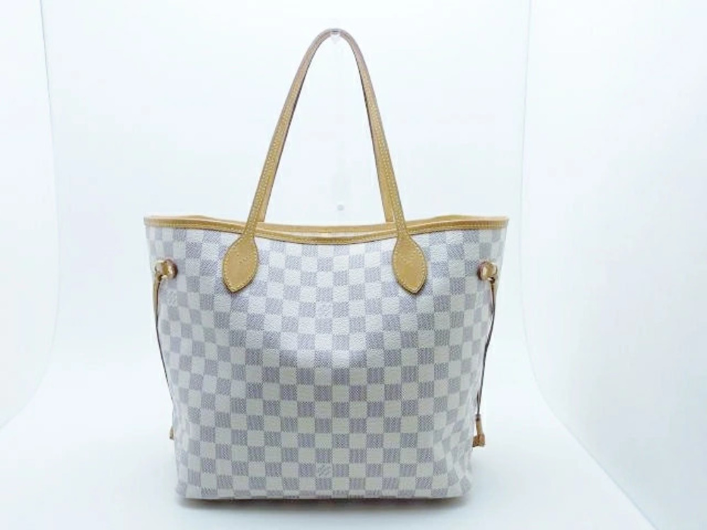 LOUIS VUITTON Neverfull Tote Bag Azur White